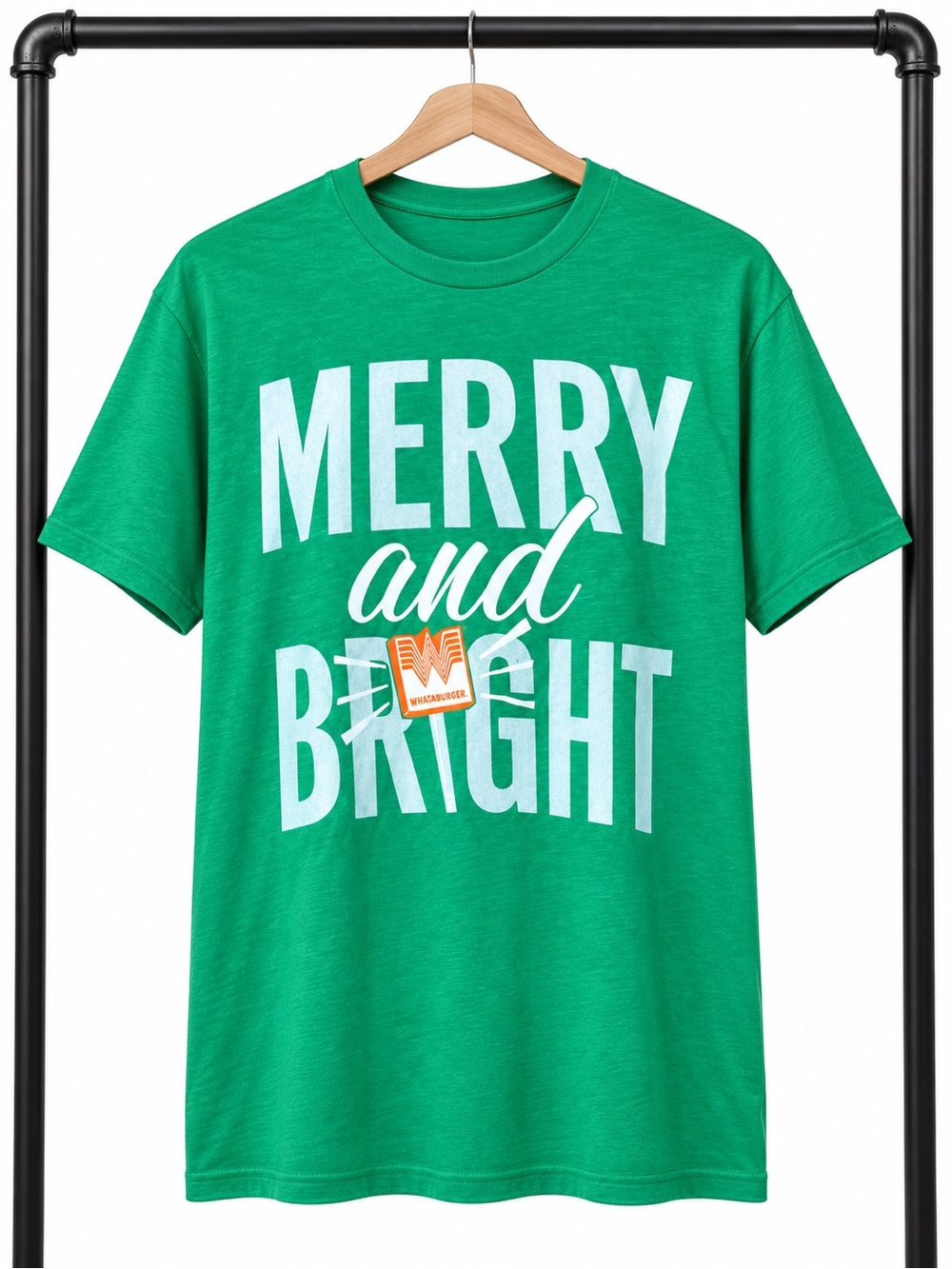Whataburger Merry & Bright Christmas Tee Green Unisex Large NWOT